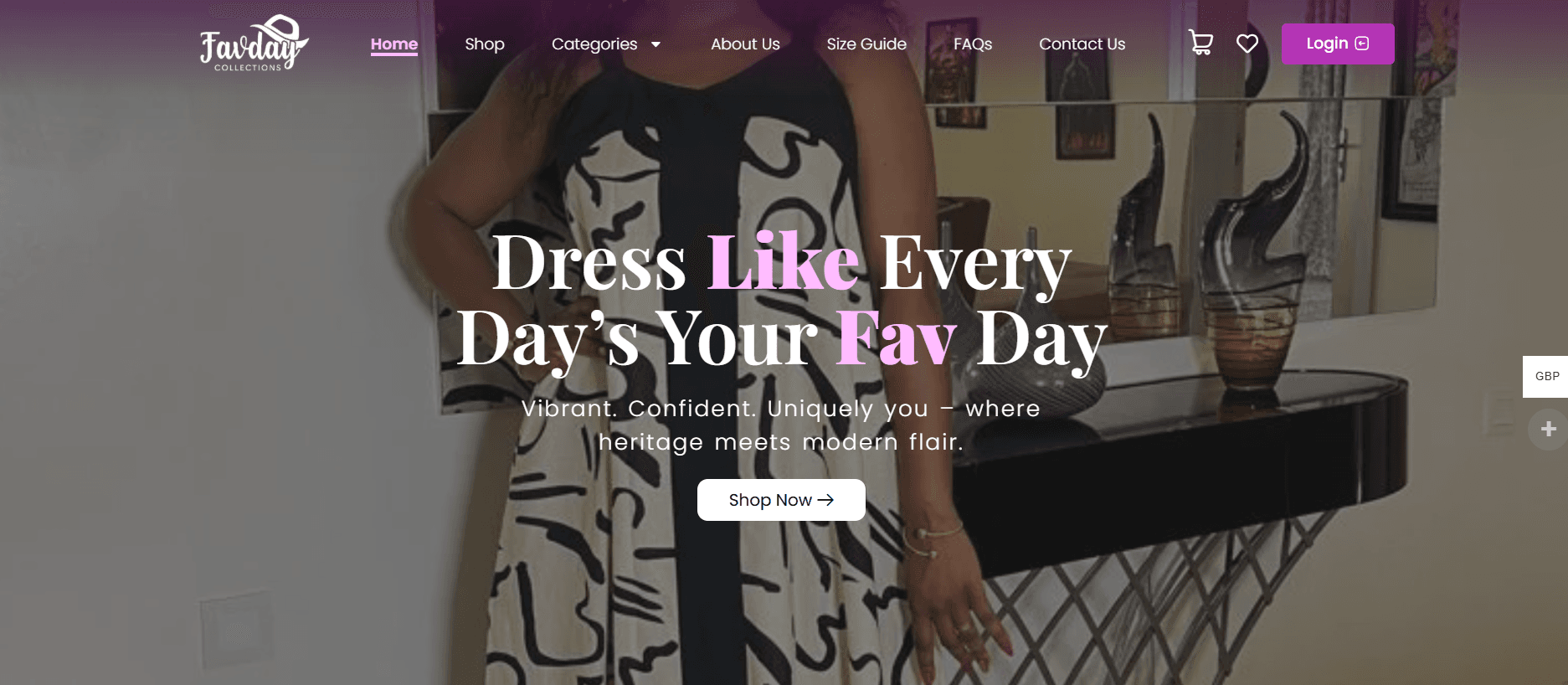 Screenshot of the Favday Collections website