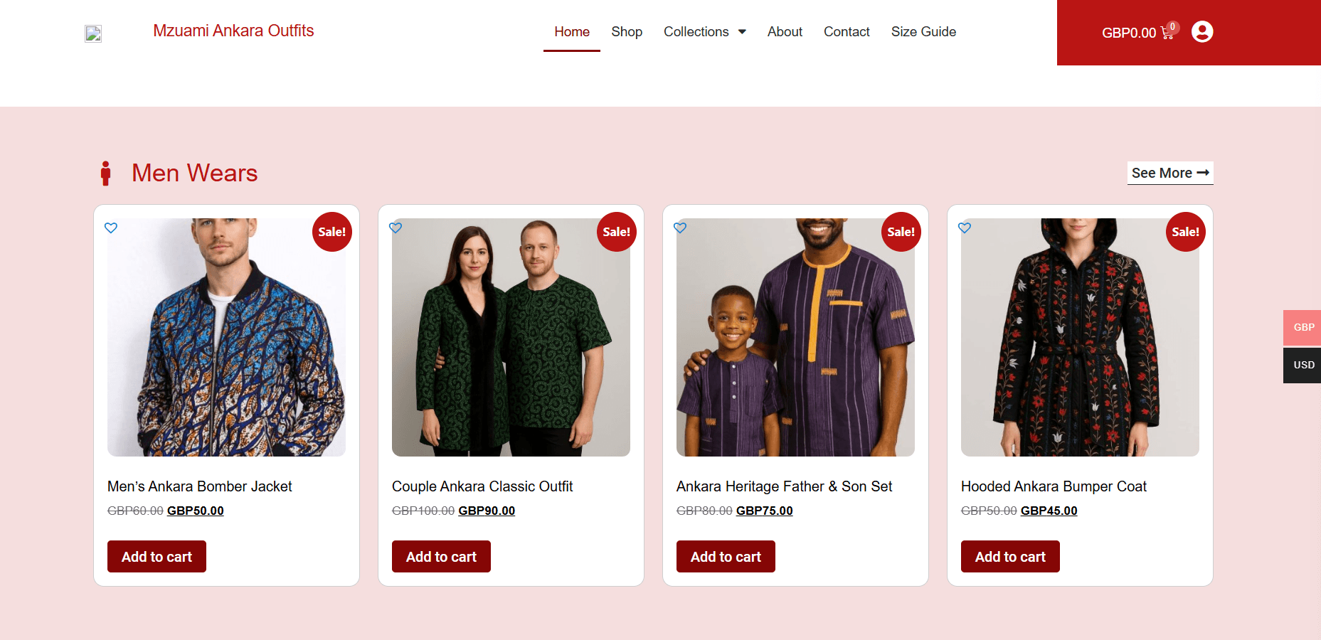 Screenshot of the Mzuami Ankara Outfits website