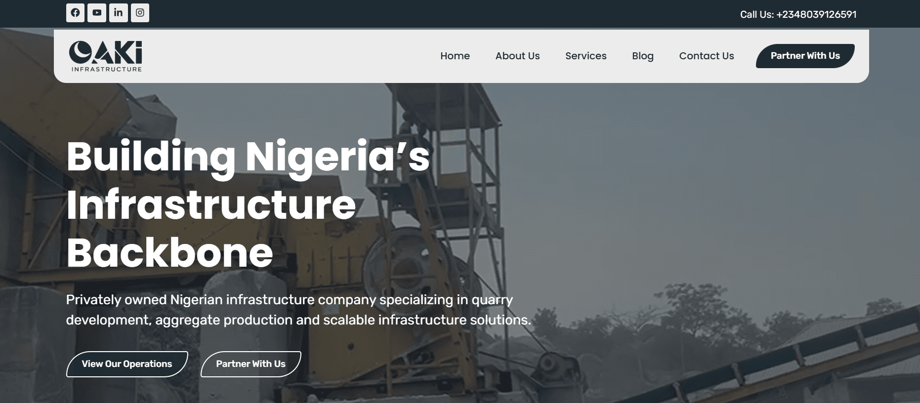Screenshot of the Oak Infrastructure website